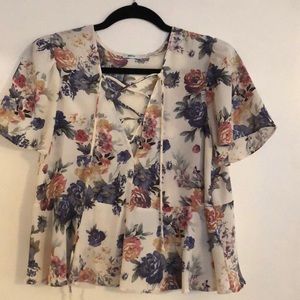 Kimchi blue floral ruffle shirt